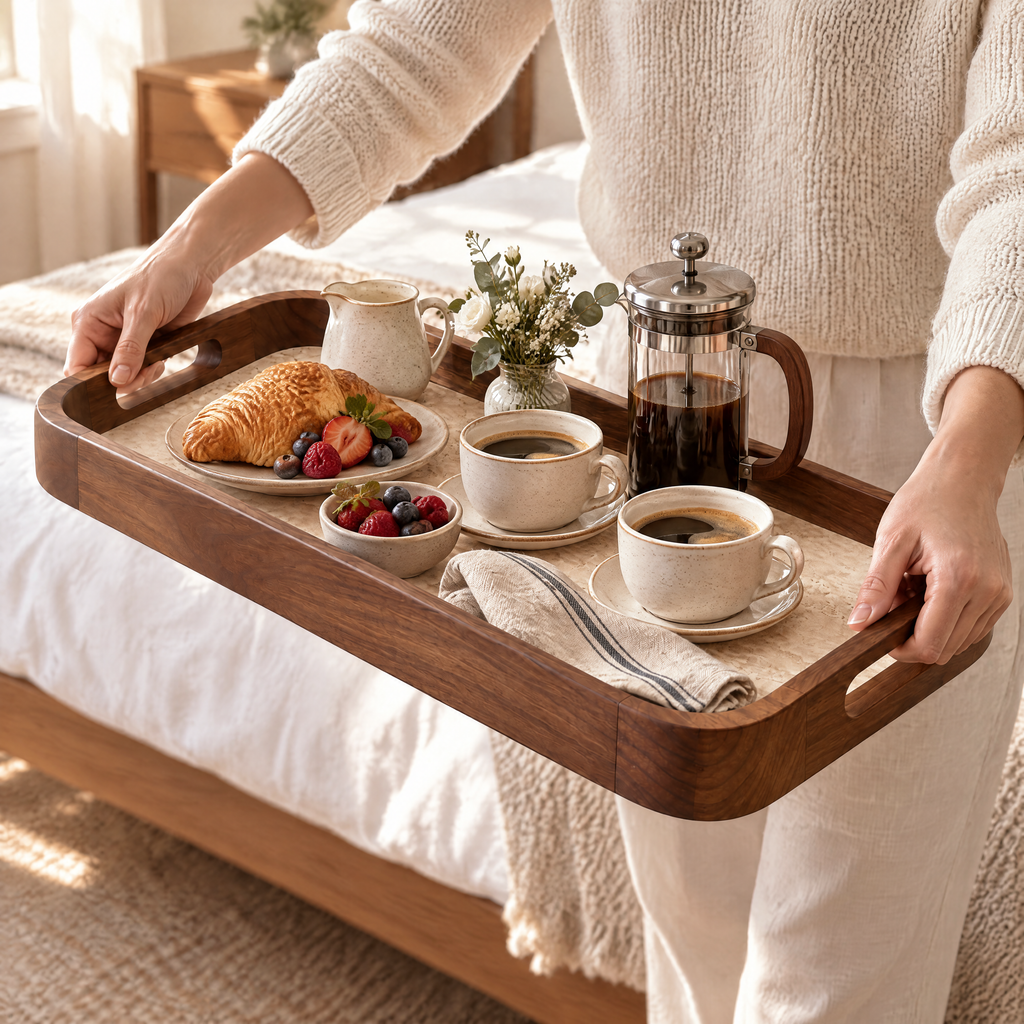 ZELVORIE Mara Walnut Serving Tray
