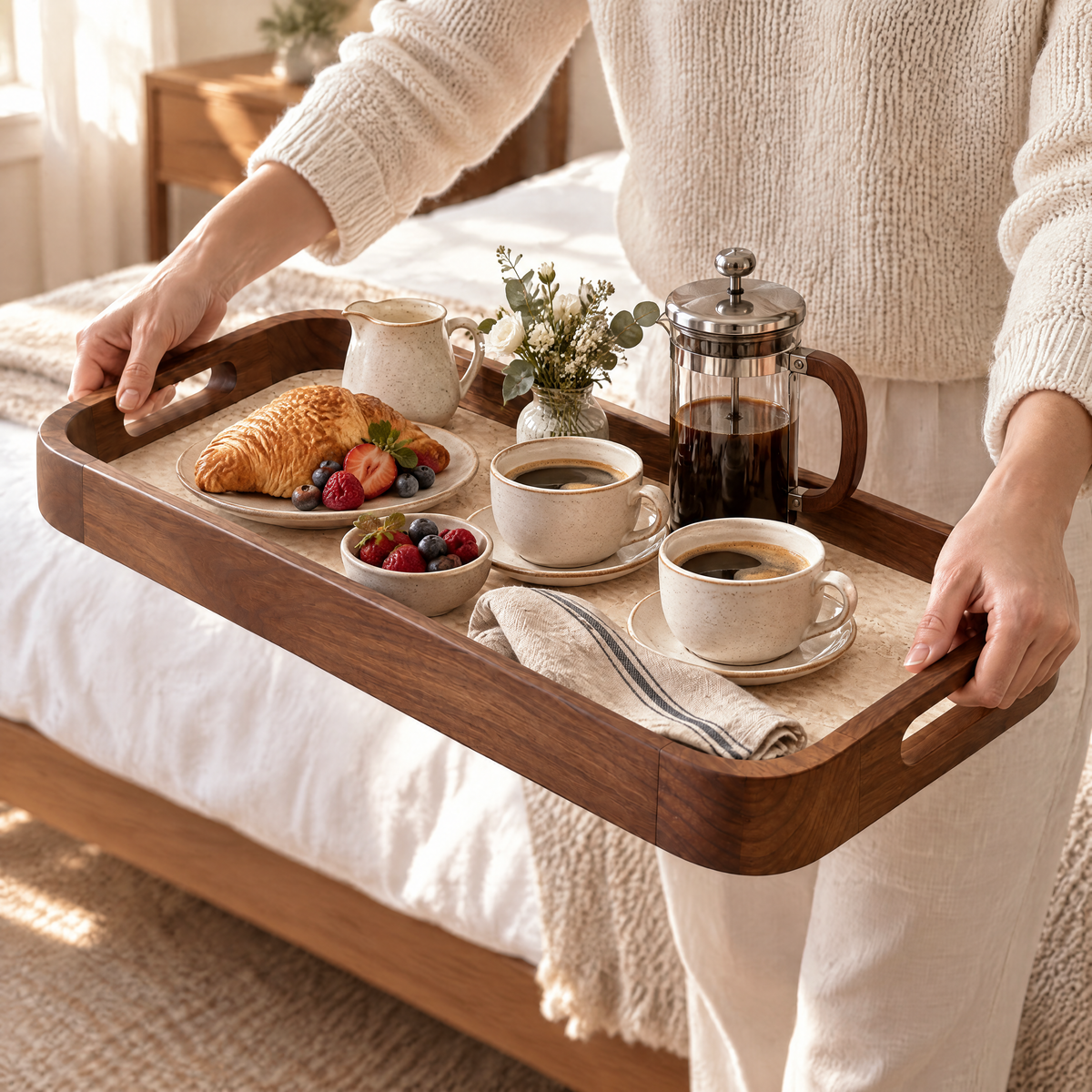 ZELVORIE Mara Walnut Serving Tray