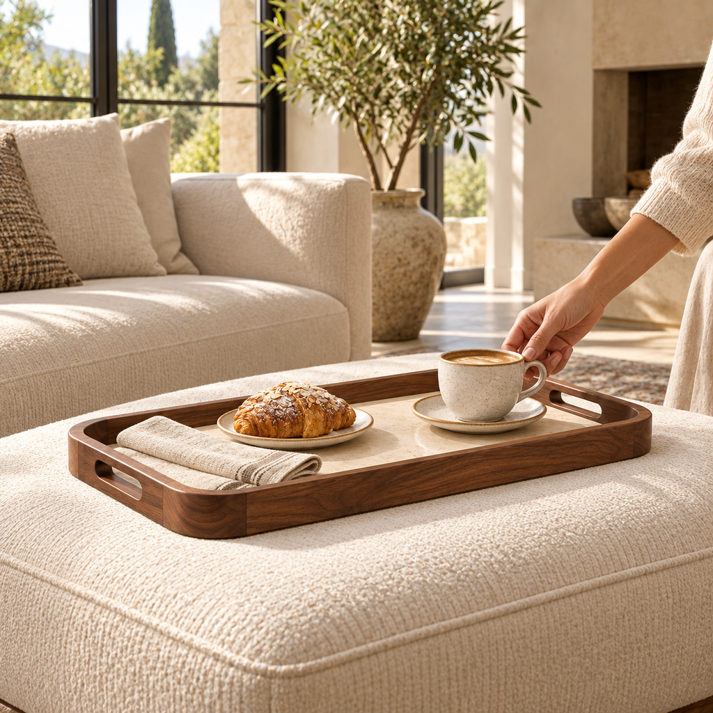 ZELVORIE Mara Walnut Serving Tray