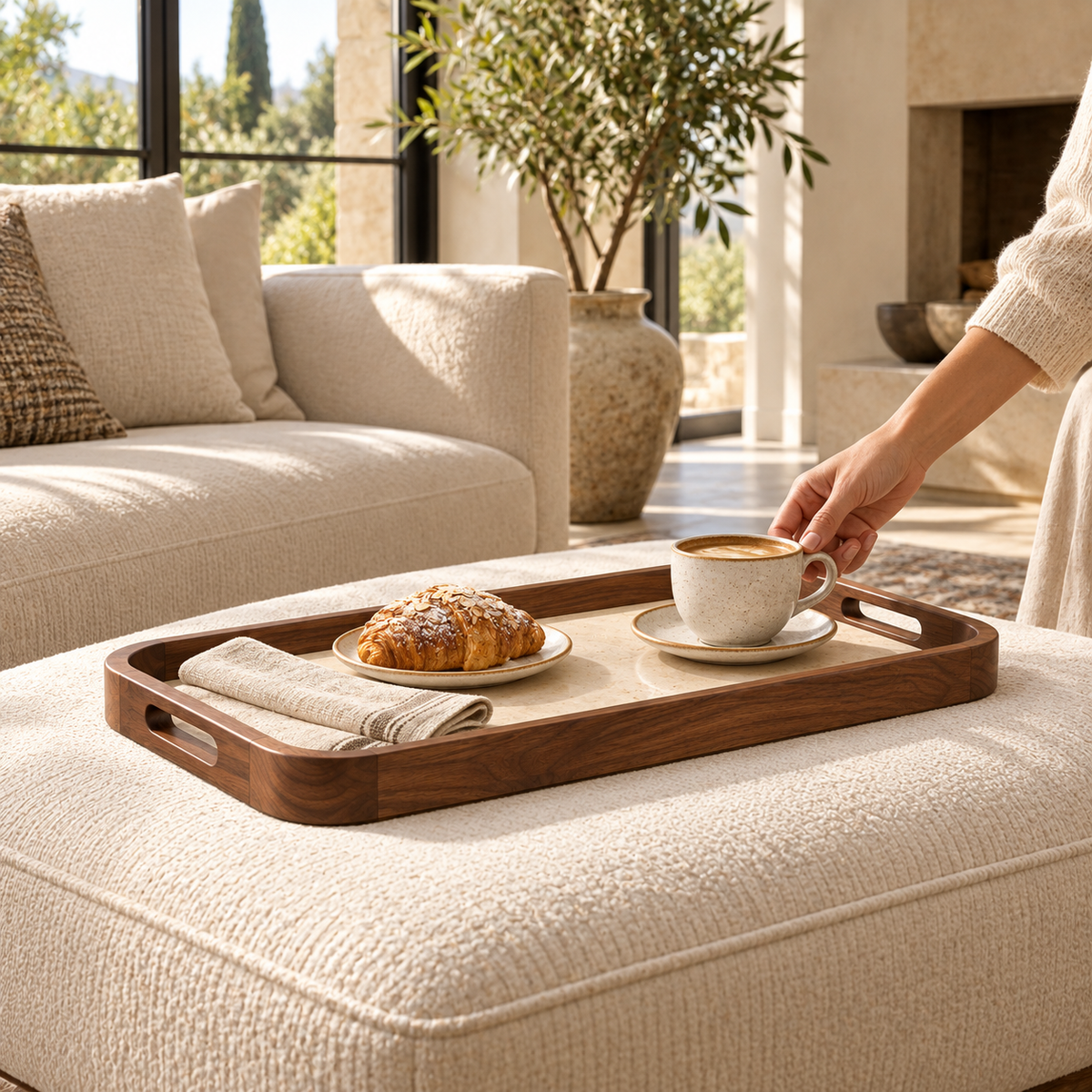 ZELVORIE Mara Walnut Serving Tray