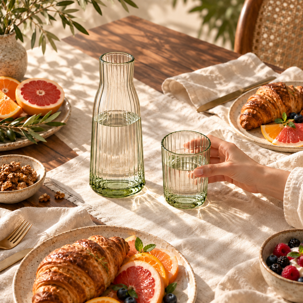 ZELVORIE Sera Ripple Glass Carafe Set