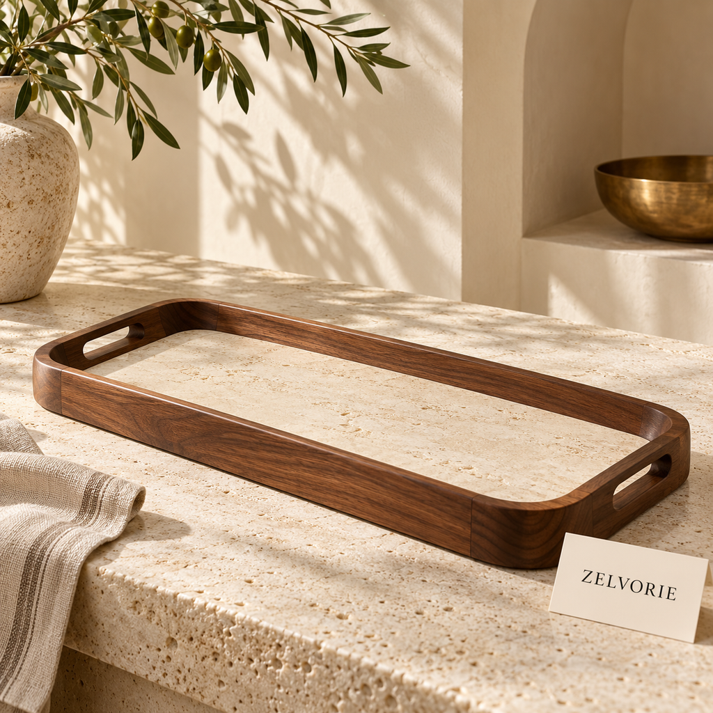 ZELVORIE Mara Walnut Serving Tray