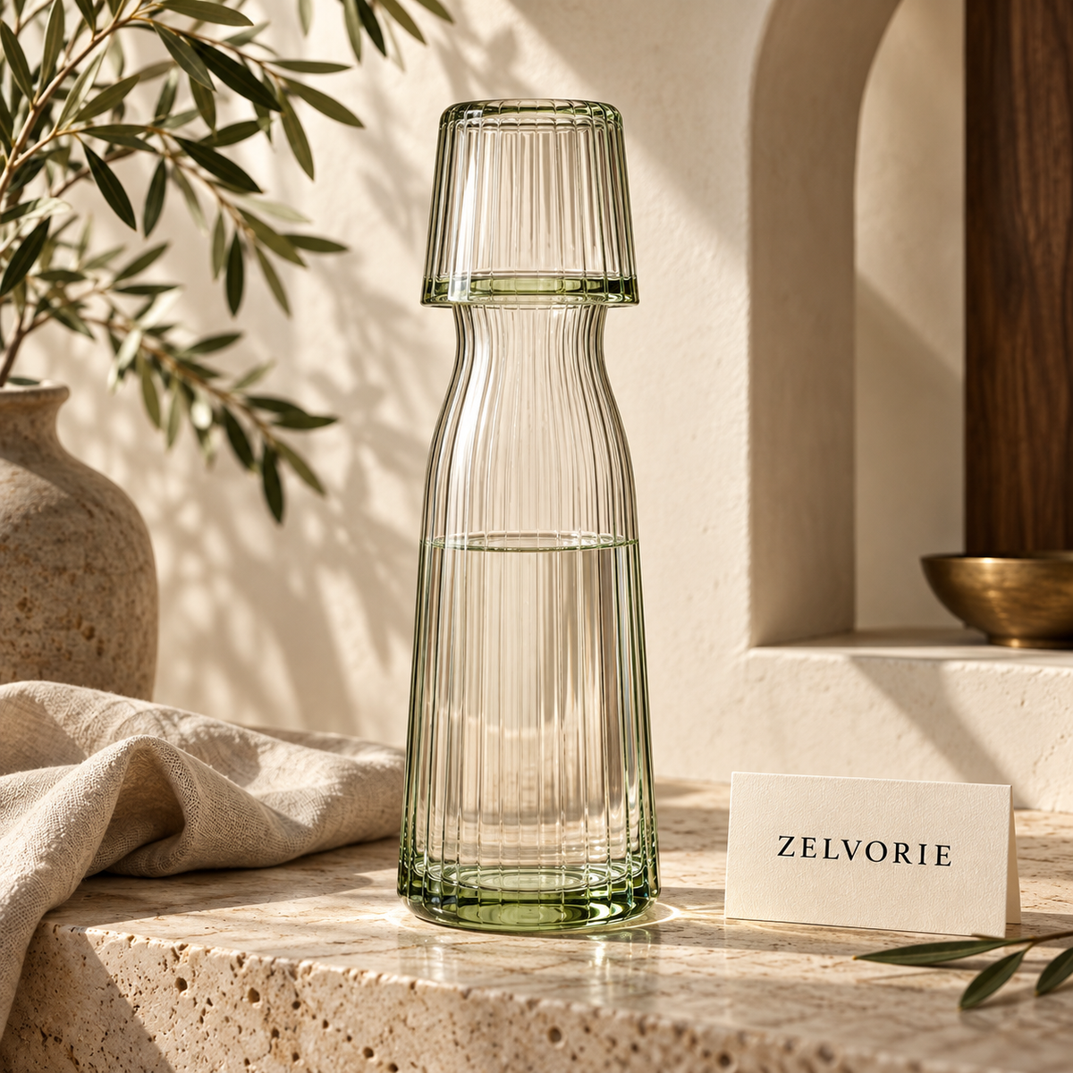 ZELVORIE Sera Ripple Glass Carafe Set